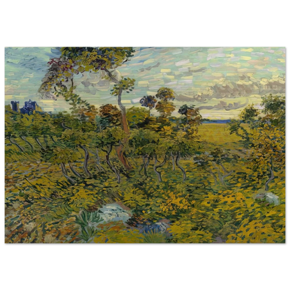 Sunset at Montmajour - Vincent van Gogh Brushed Aluminum Print - 70x100 cm / 28x40 inches | Vincent van Gogh Aluminum Print | Vincent van Gogh Prints