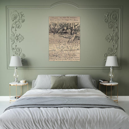 Orchard in Bloom with View of Arles - Vincent van Gogh Brushed Aluminum Print - 70x100 cm / 28x40 inches | Vincent van Gogh Aluminum Print | Vincent van Gogh Prints