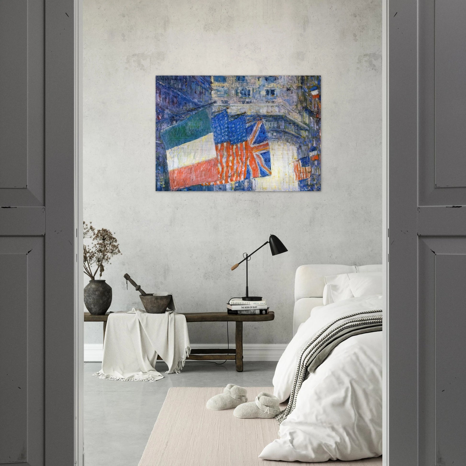 Avenue of the Allies aka Flags on the Waldorf - Childe Hassam Brushed Aluminum Print - 70x100 cm / 28x40 inches | Childe Hassam Aluminum Print | Childe Hassam Prints