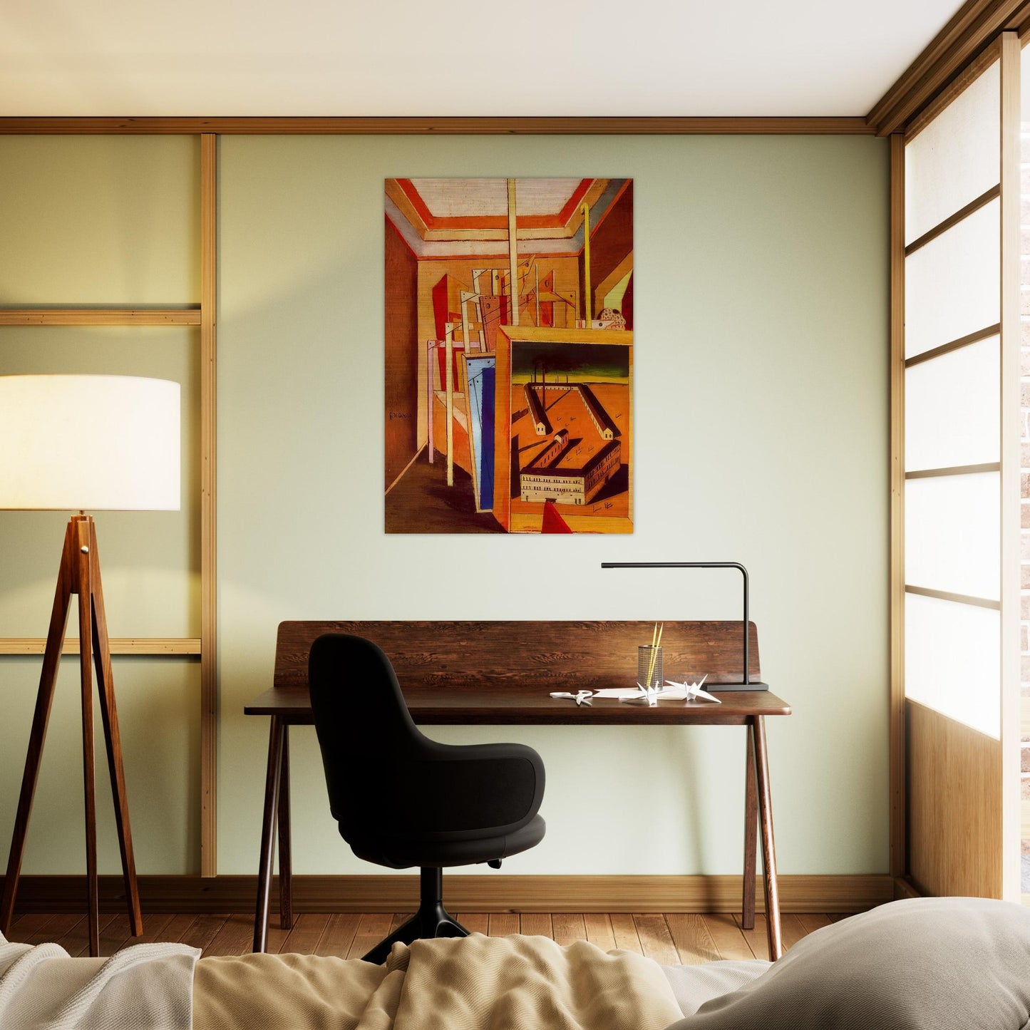 METAPHYSICAL INTERIOR OF STUDIO 1948 - Giorgio de Chirico Brushed Aluminum Print - 70x100 cm / 28x40 inches | Giorgio de Chirico Aluminum Print | Giorgio de Chirico Prints