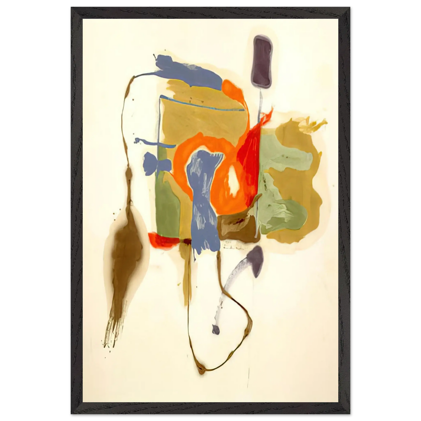 Helen Frankenthaler - Blue Form in a Scene - 1961 Wall art - 28x43  cm / XL (11x17 Inches) - Premium Wooden Framed Poster With Fine Art Paper - White frame