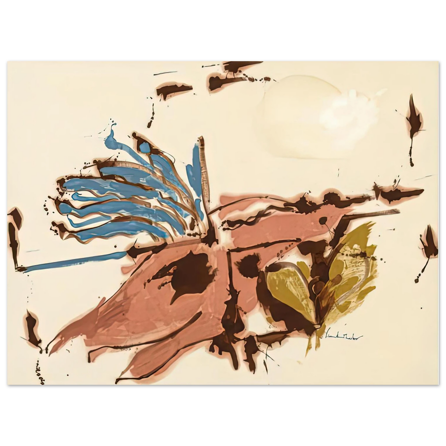 Helen Frankenthaler - Pink Bird Figure I, 1961- Wall Art - 60x80 cm / 24x32 inches - Premium Wooden Framed Poster With Fine Art Paper-canvas - Black frame