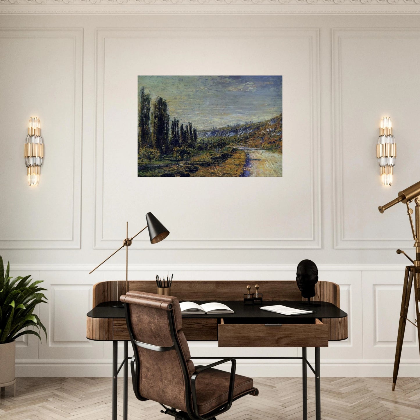The Road from Vetheuil - claude monet Brushed Aluminum Print - 70x100 cm / 28x40 inches | claude monet Aluminum Print | claude monet Prints