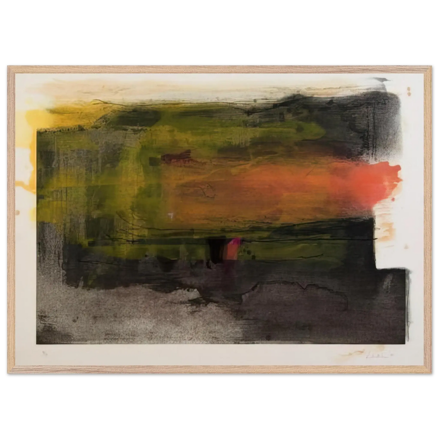 Helen Frankenthaler - Deep Sun - 1983 Wall art - 60x80 cm / 24x32 Inches - Premium Wooden Framed Poster With Fine Art Paper - White frame