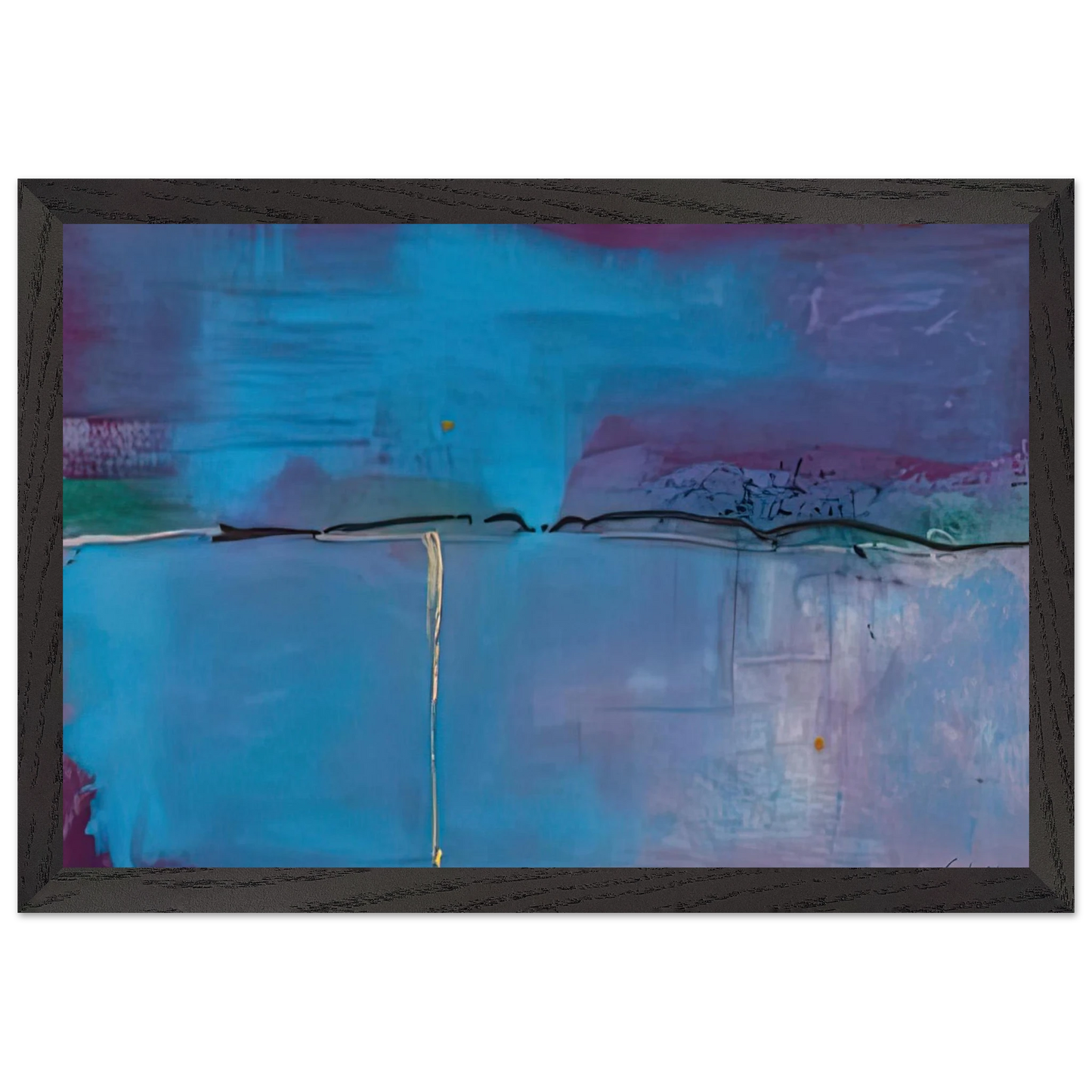 Helen Frankenthaler - Zone Blue, 1994- Wall Art - 21x29.7 cm / 8x12" - Premium Wooden Framed Poster With Fine Art Paper-canvas - White frame
