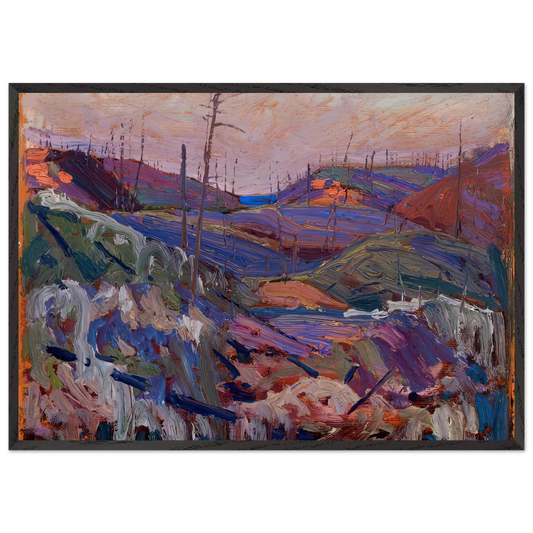 FIRE SWEPT HILLS 1915 - Tom Thomson 70x100 cm / 28x40 inches Framed Art Print – Black Wooden Frame