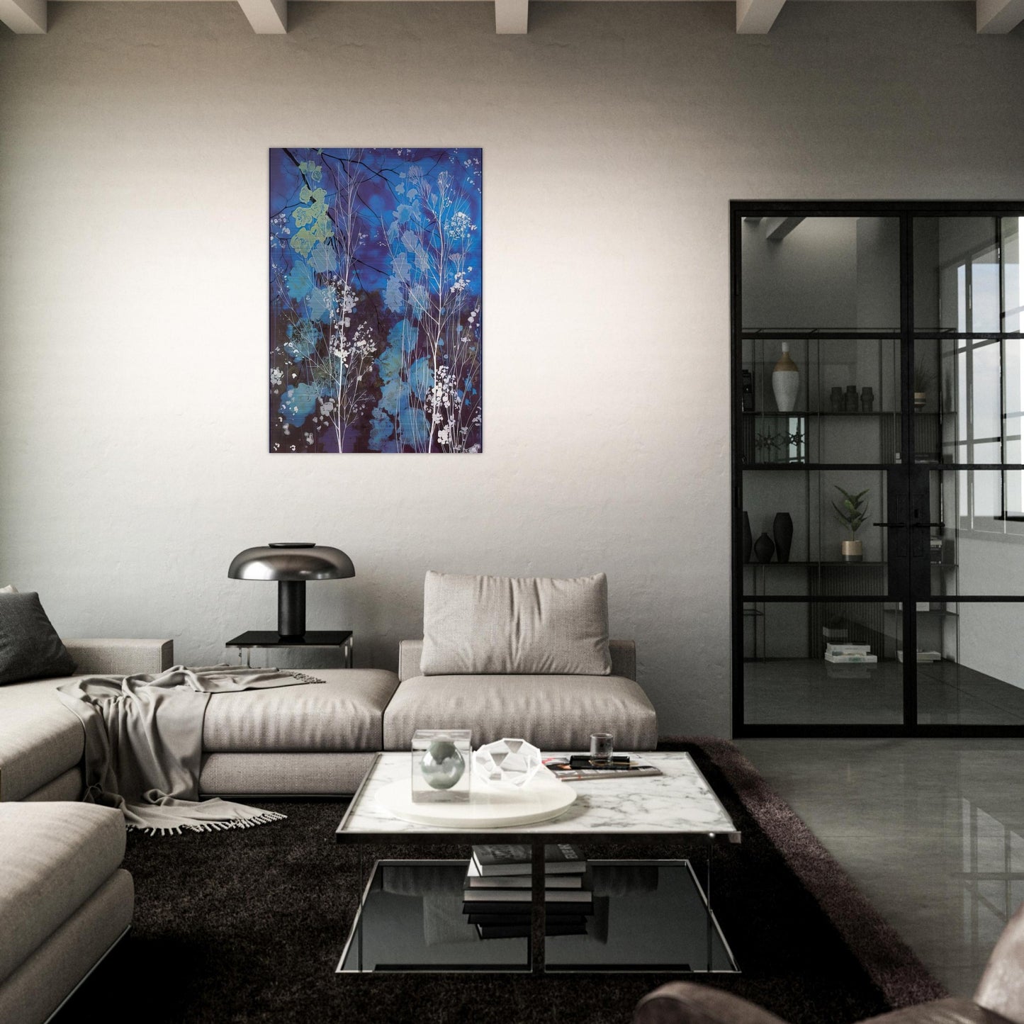Delphinium - Eyvind Earle Brushed Aluminum Print - 70x100 cm / 28x40 inches | Eyvind Earle Aluminum Print | Eyvind Earle Prints