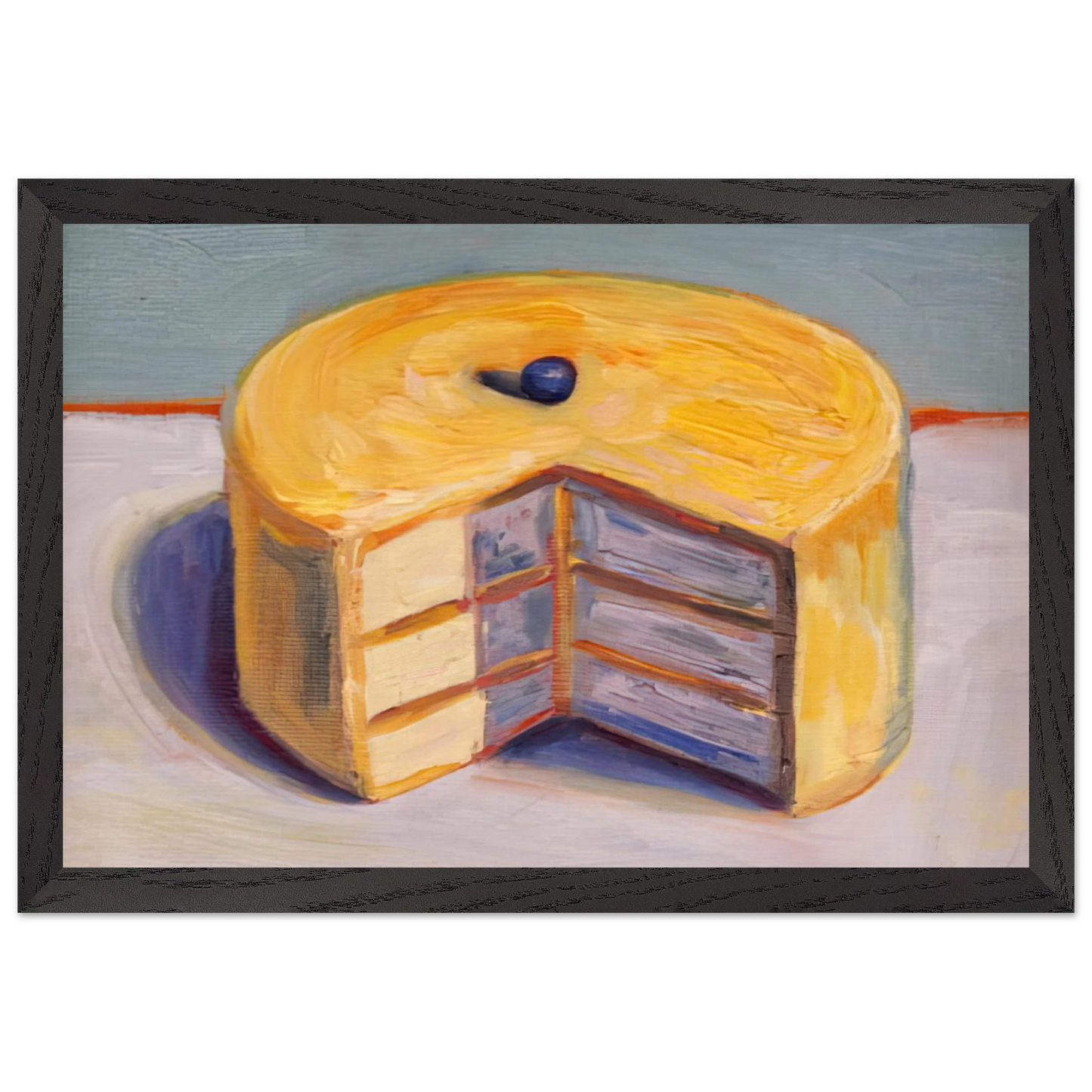 Wayne Thiebaud - Lemon Cake - 1964 Wall Art - 21x29.7 cm / 8x12" - Premium Wooden Framed Poster With Fine Art Paper-canvas - Wood frame