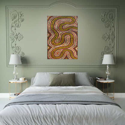 Worm Dreaming Napperby - 1996 - Clifford Possum Tjapaltjarri Brushed Aluminum Print - 70x100 cm / 28x40 inches | Clifford Possum Tjapaltjarri Aluminum Print | Clifford Possum Tjapaltjarri Prints