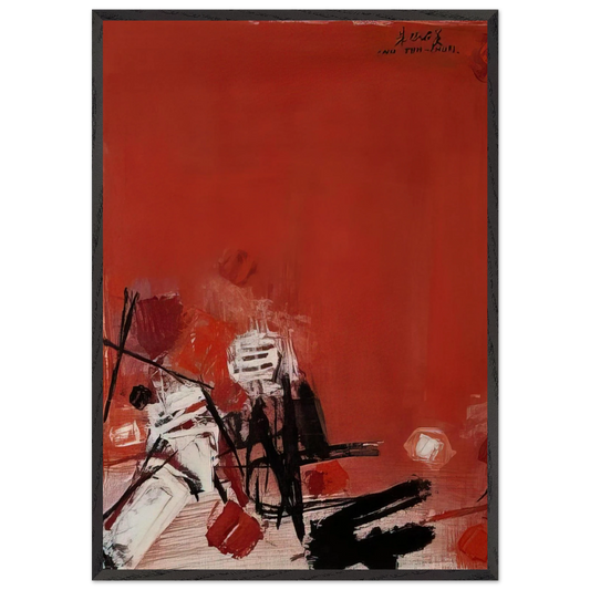 COMPOSITION ROUGE - Chu teh Chun 70x100 cm / 28x40 inches Framed Art Print – Black Wooden Frame