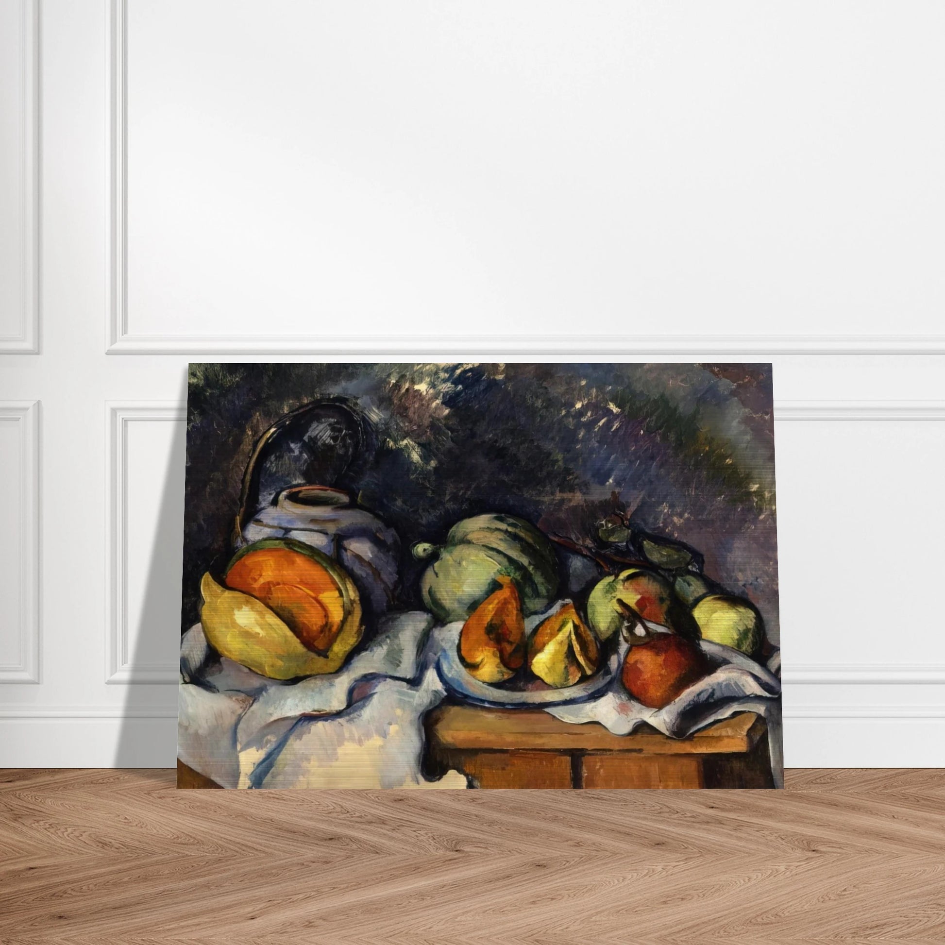 Still Life with Fruit and a Ginger Pot - Paul Cézanne Brushed Aluminum Print - 70x100 cm / 28x40 inches | Paul Cézanne Aluminum Print | Paul Cézanne Prints