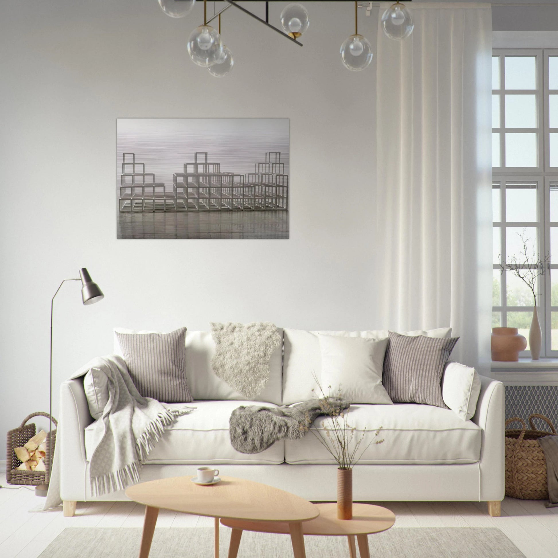 Structure with Three Towers - Sol LeWitt Brushed Aluminum Print - 70x100 cm / 28x40 inches | Sol LeWitt Aluminum Print | Sol LeWitt Prints