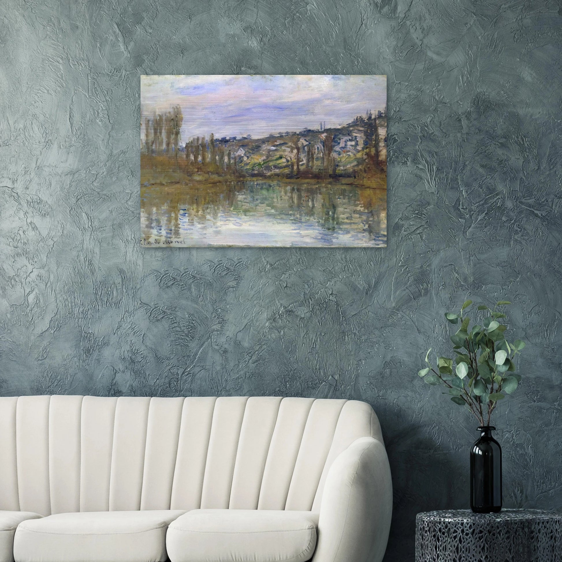 The Seine near Vetheuil - claude monet Brushed Aluminum Print - 70x100 cm / 28x40 inches | claude monet Aluminum Print | claude monet Prints