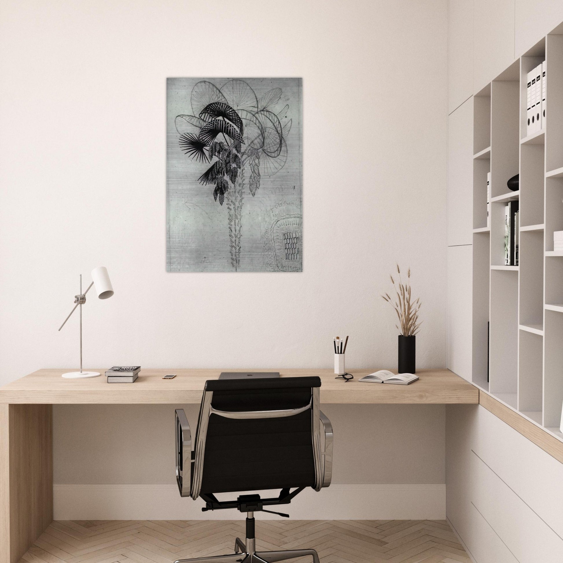 PALM TREE SKETCH - MC Escher Brushed Aluminum Print - 70x100 cm / 28x40 inches | MC Escher Aluminum Print | MC Escher Prints