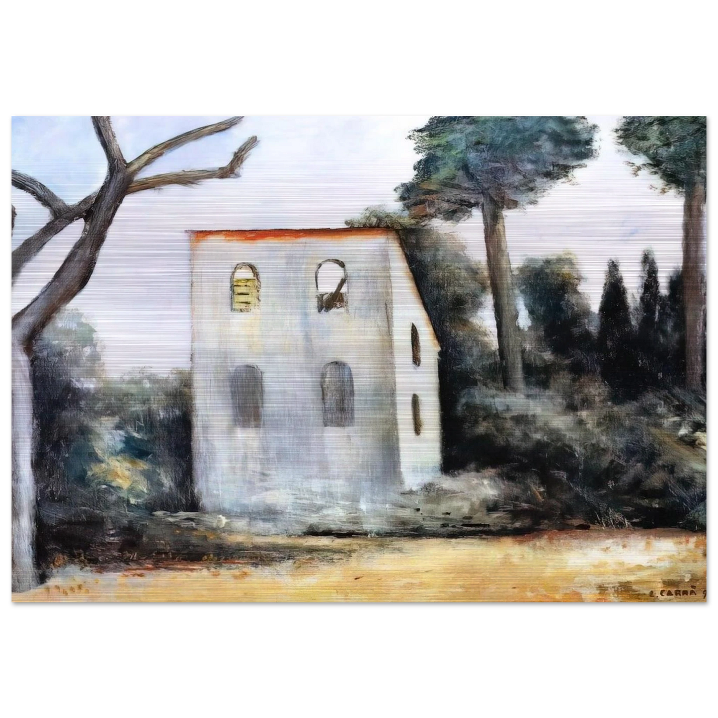 LA CASA ABBANDONATA 1930 - Carlo Carra Brushed Aluminum Print - 70x100 cm / 28x40 inches | Carlo Carra Aluminum Print | Carlo Carra Prints