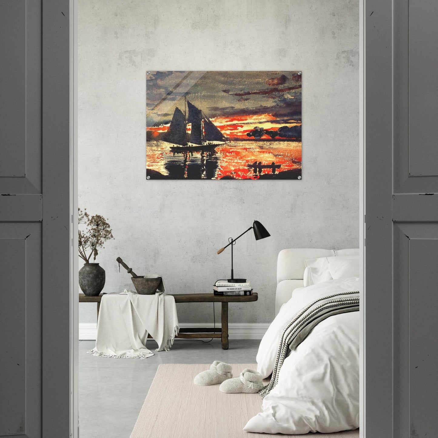 SUNSET FIRES - Winslow Homer Acrylic Print - 70x100 cm / 28x40″ inches