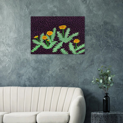 DANDELIONS 1985 - Yayoi Kusama Brushed Aluminum Print - 70x100 cm / 28x40 inches | Yayoi Kusama Aluminum Print | Yayoi Kusama Prints