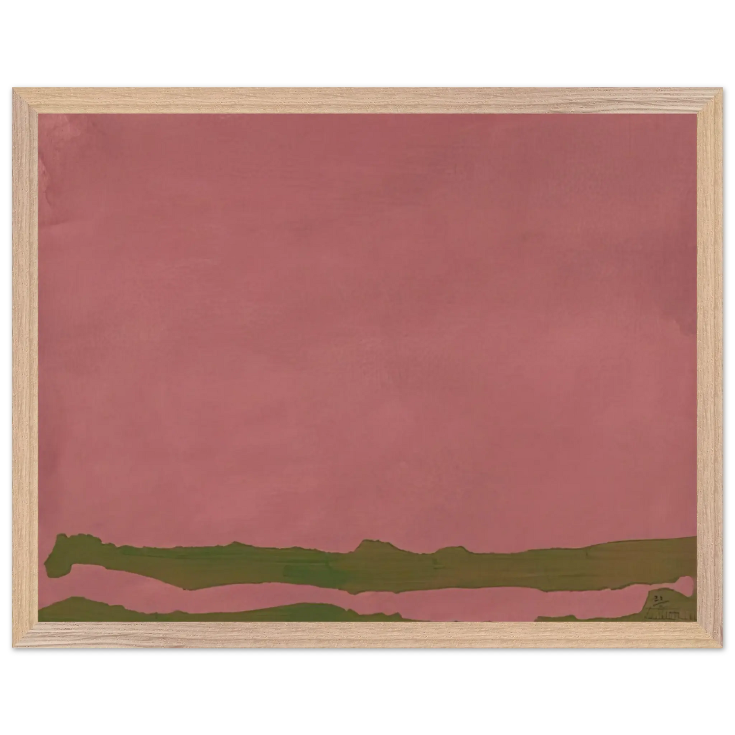 Helen Frankenthaler - Green Likes Mauve - 1970 Wall art - 45x60 cm / 18x24 Inches - Premium Wooden Framed Poster With Fine Art Paper - Black frame