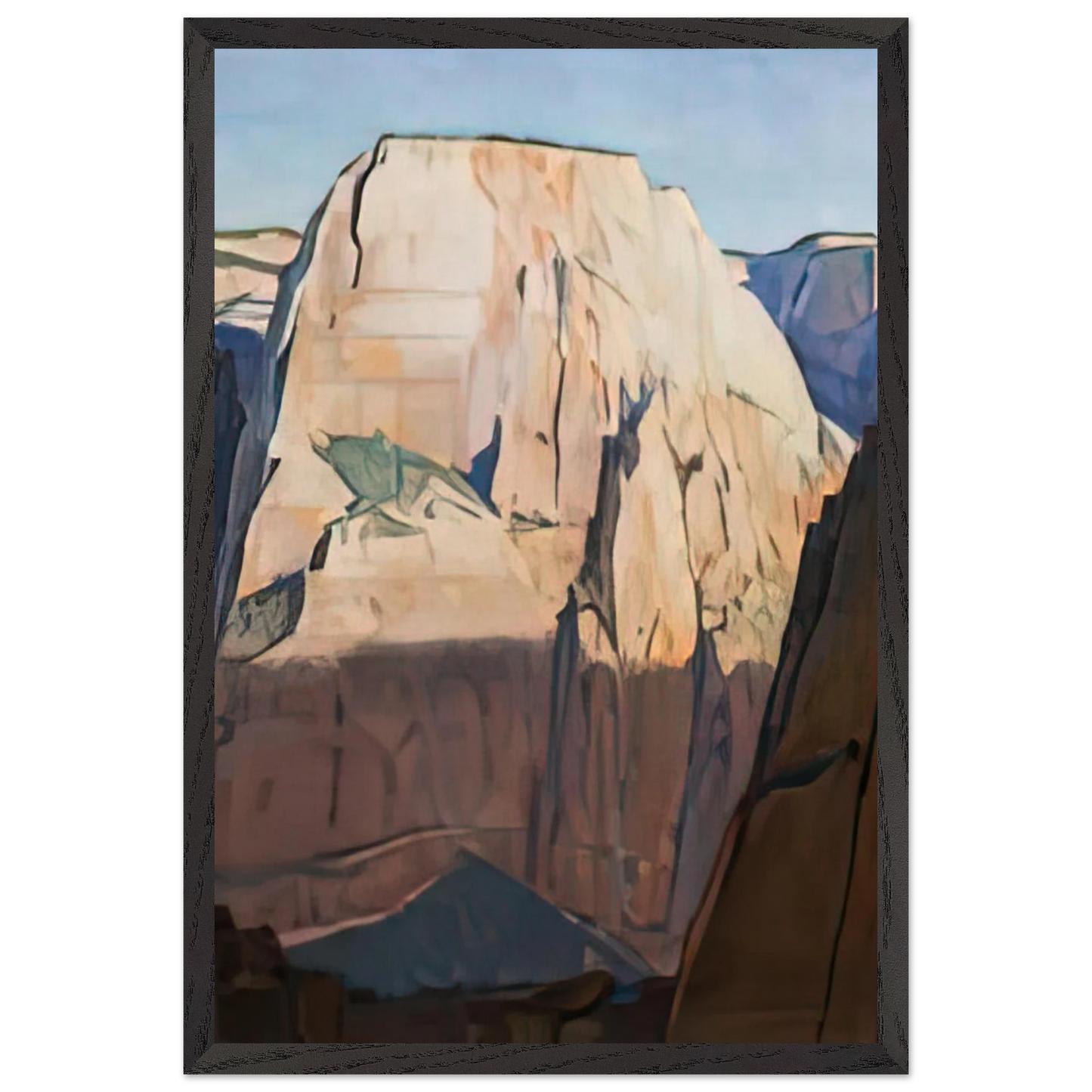Maynard Dixon - GREAT WHITE THRONE ZION CANYON UTAH 1933 Wall art - 28x43  cm / XL (11x17 inches) - Premium Wooden Framed Poster With Fine Art Paper-canvas - Wood frame