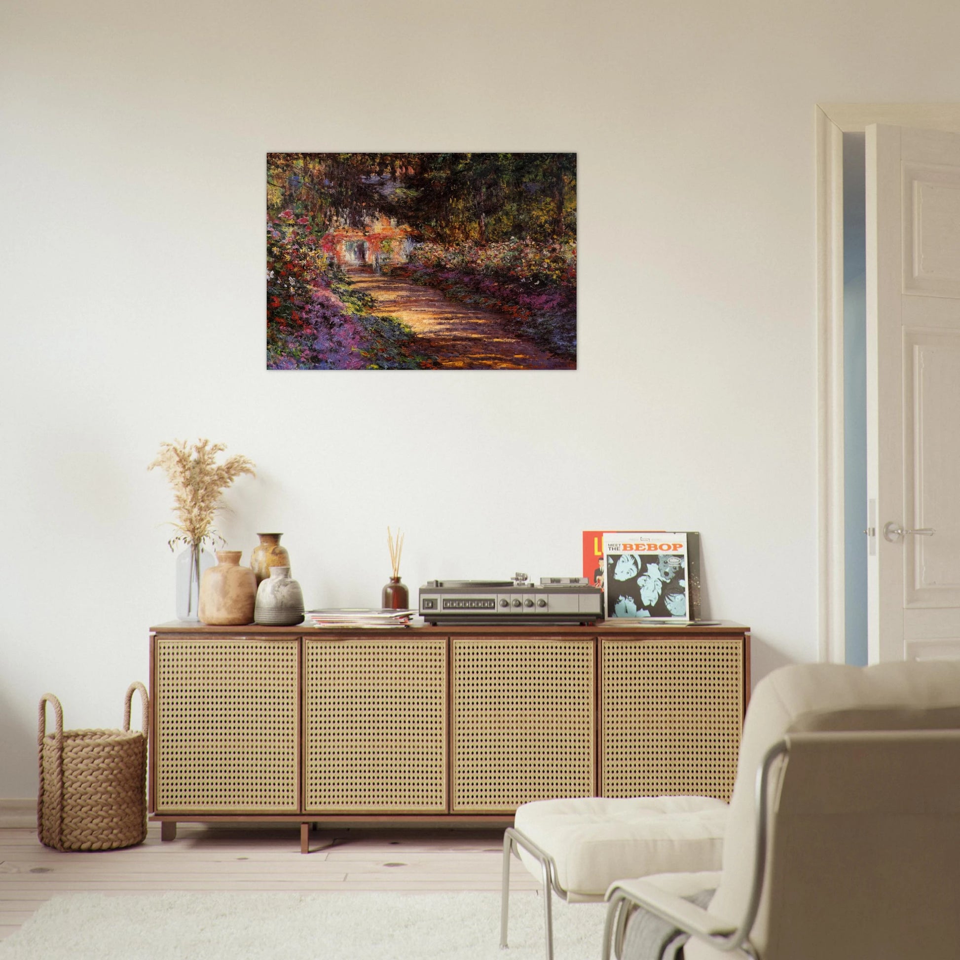 Pathway in Monet's Garden at Giverny - claude monet Brushed Aluminum Print - 70x100 cm / 28x40 inches | claude monet Aluminum Print | claude monet Prints