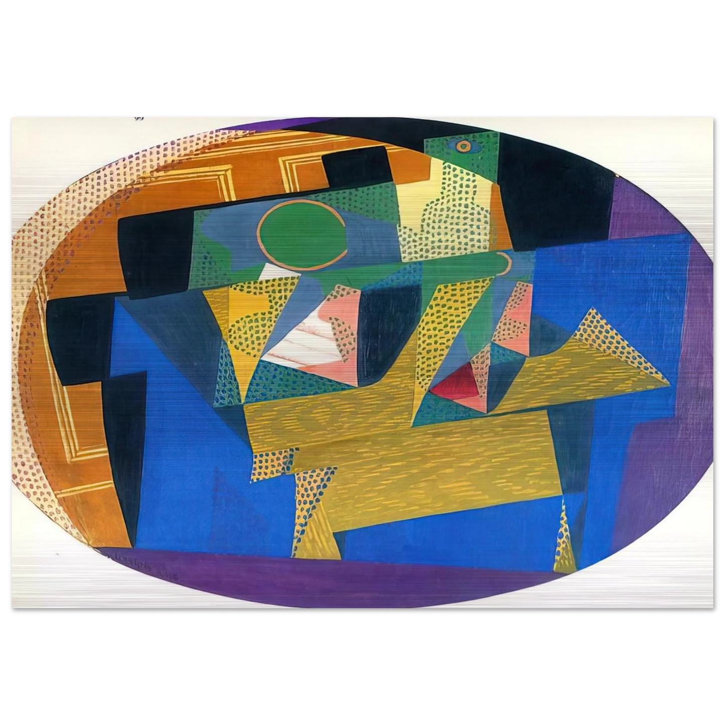 FRUIT BOWL WITH BOTTLE - Juan Gris Brushed Aluminum Print - 70x100 cm / 28x40 inches | Juan Gris Aluminum Print | Juan Gris Prints
