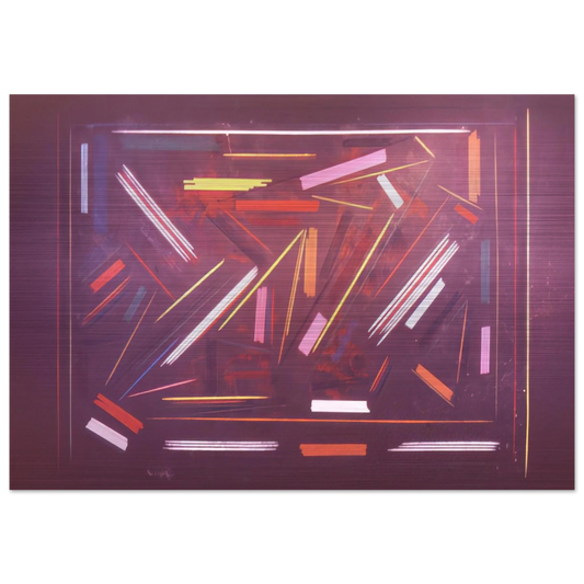 Brown Line Painting - 1968 - Ronnie Landfield Brushed Aluminum Print - 70x100 cm / 28x40 inches | Ronnie Landfield Aluminum Print | Ronnie Landfield Prints
