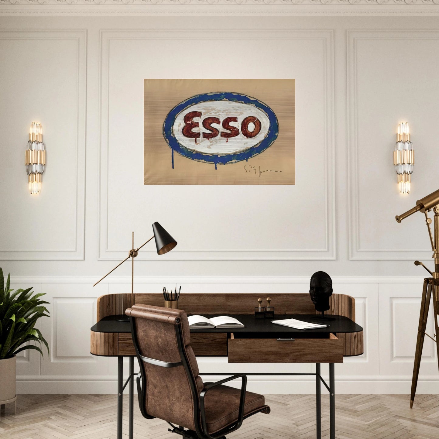 Esso - Pop Art - Mario Schifano Brushed Aluminum Print - 70x100 cm / 28x40 inches | Mario Schifano Aluminum Print | Mario Schifano Prints