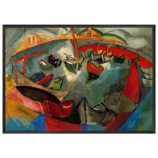 BOATS IN MARSEILLE 1908 - Raoul Dufy 70x100 cm / 28x40 inches Framed Art Print – Black Wooden Frame