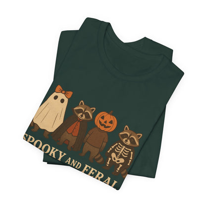 Gruseliges Waschbär-Shirt, lustiges Halloween-T-Shirt mit Grafik, süßes Vintage-Herbst-T-Shirt, trendiges Damen-Halloween-Shirt, T-Shirt mit wildem Waschbär-Motiv