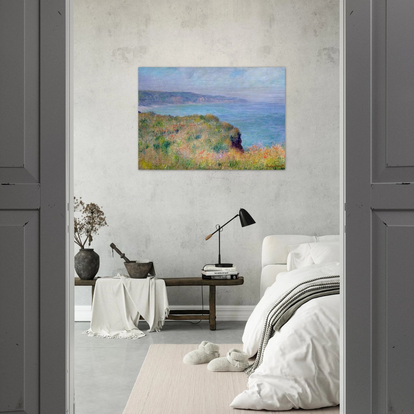 Cliff near Pourville - claude monet Brushed Aluminum Print - 70x100 cm / 28x40 inches | claude monet Aluminum Print | claude monet Prints