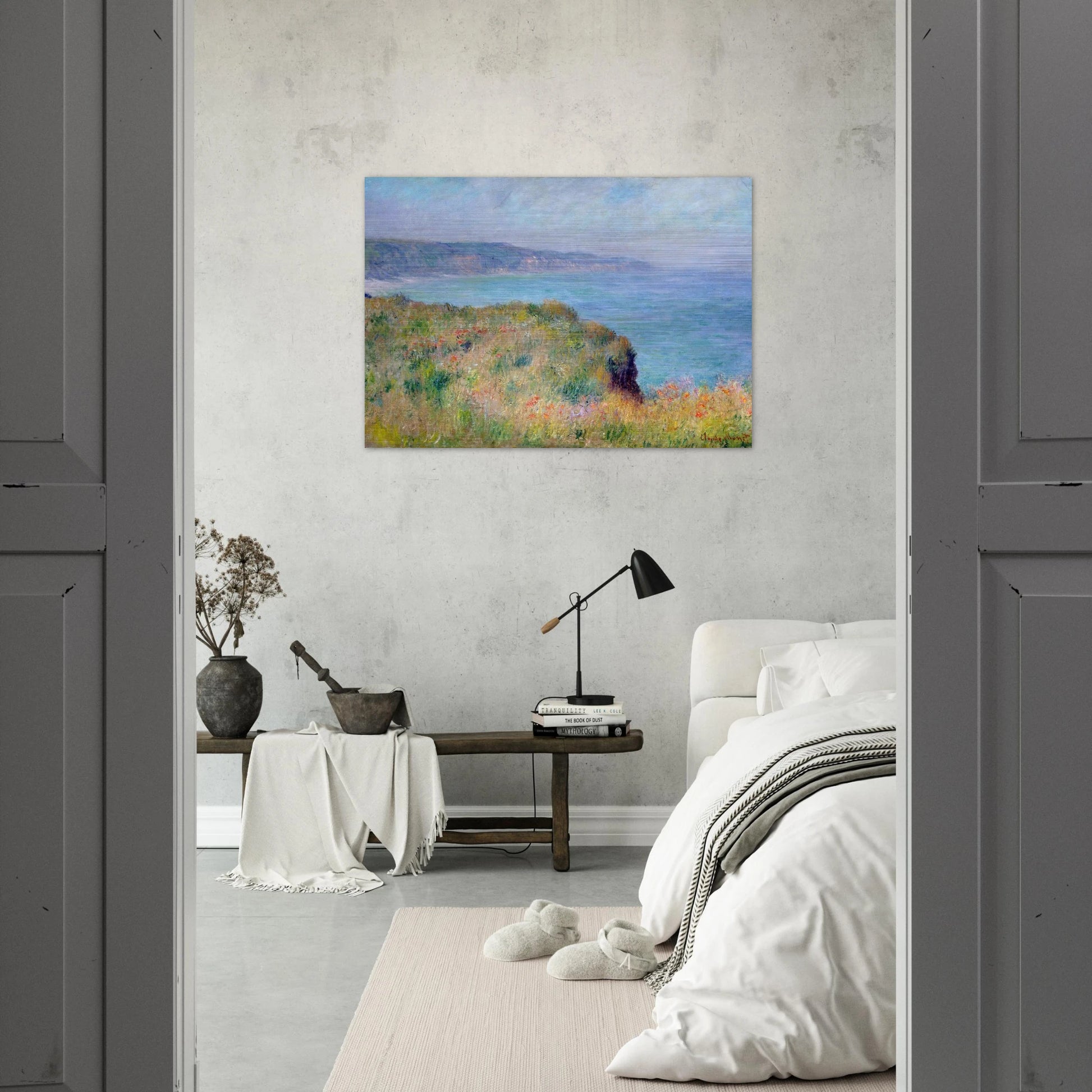 Cliff near Pourville - claude monet Brushed Aluminum Print - 70x100 cm / 28x40 inches | claude monet Aluminum Print | claude monet Prints