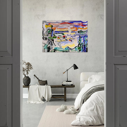 COAST VILLAGE 1987 - Roy Lichtenstein Brushed Aluminum Print - 70x100 cm / 28x40 inches | Roy Lichtenstein Aluminum Print | Roy Lichtenstein Prints