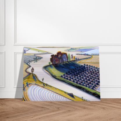 Flatland River - 1997 - Wayne Thiebaud Brushed Aluminum Print - 70x100 cm / 28x40 inches | Wayne Thiebaud Aluminum Print | Wayne Thiebaud Prints