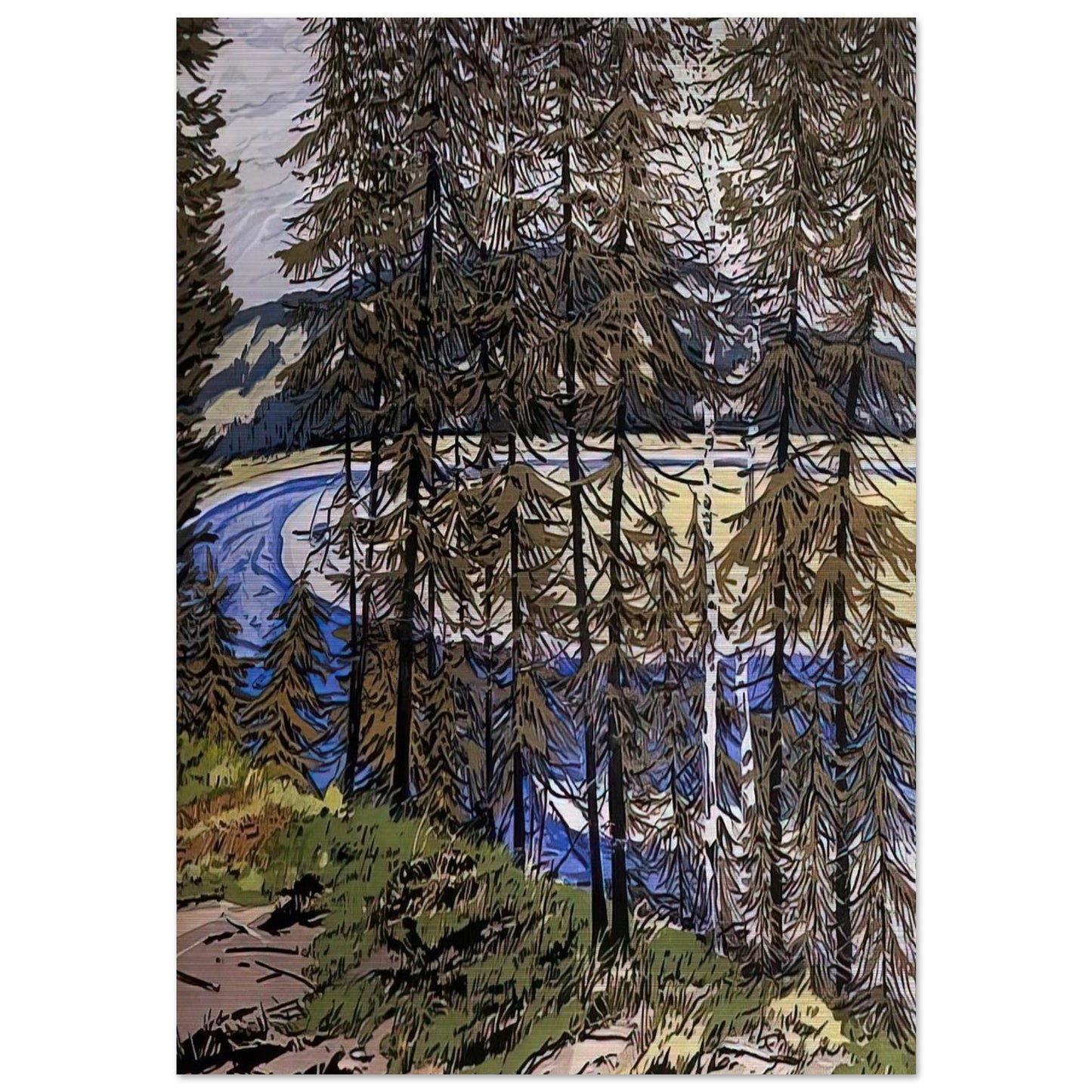 Synthetic Blue St. John - 2000 - Neil Welliver Brushed Aluminum Print - 70x100 cm / 28x40 inches | Neil Welliver Aluminum Print | Neil Welliver Prints