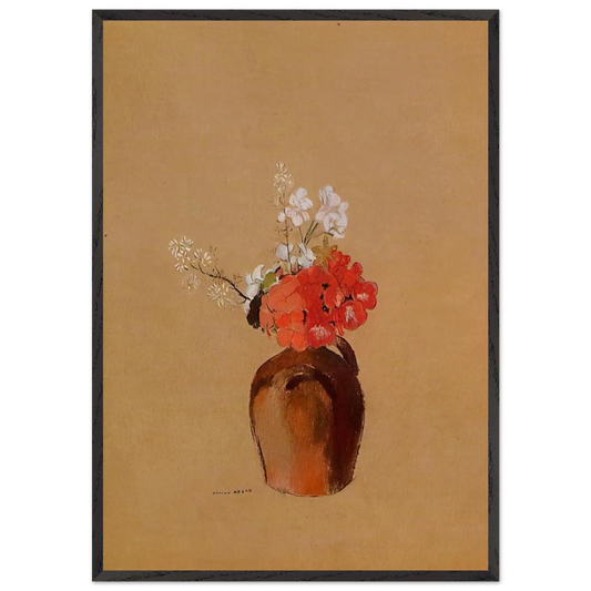 FLOWERS IN A POT N1 - Odilon Redon 70x100 cm / 28x40 inches Framed Art Print – Black Wooden Frame