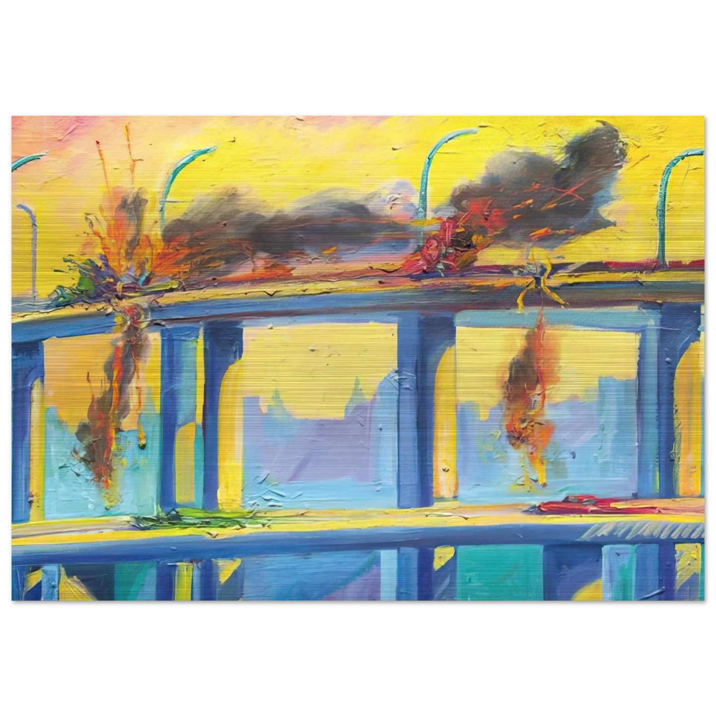 Sunset Crash - 1982 - Carlos Almaraz Brushed Aluminum Print - 70x100 cm / 28x40 inches | Carlos Almaraz Aluminum Print | Carlos Almaraz Prints
