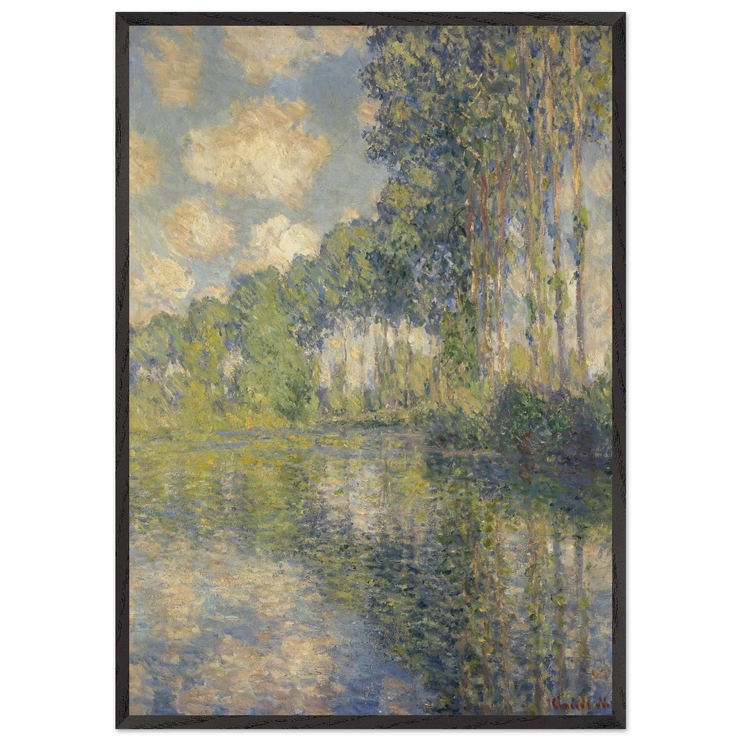 Poplars on the Epte - claude monet 70x100 cm / 28x40 inches Framed Art Print – Black Wooden Frame