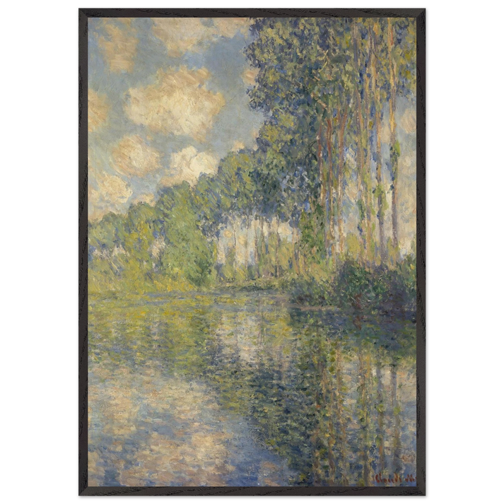 Poplars on the Epte - claude monet 70x100 cm / 28x40 inches Framed Art Print – Black Wooden Frame