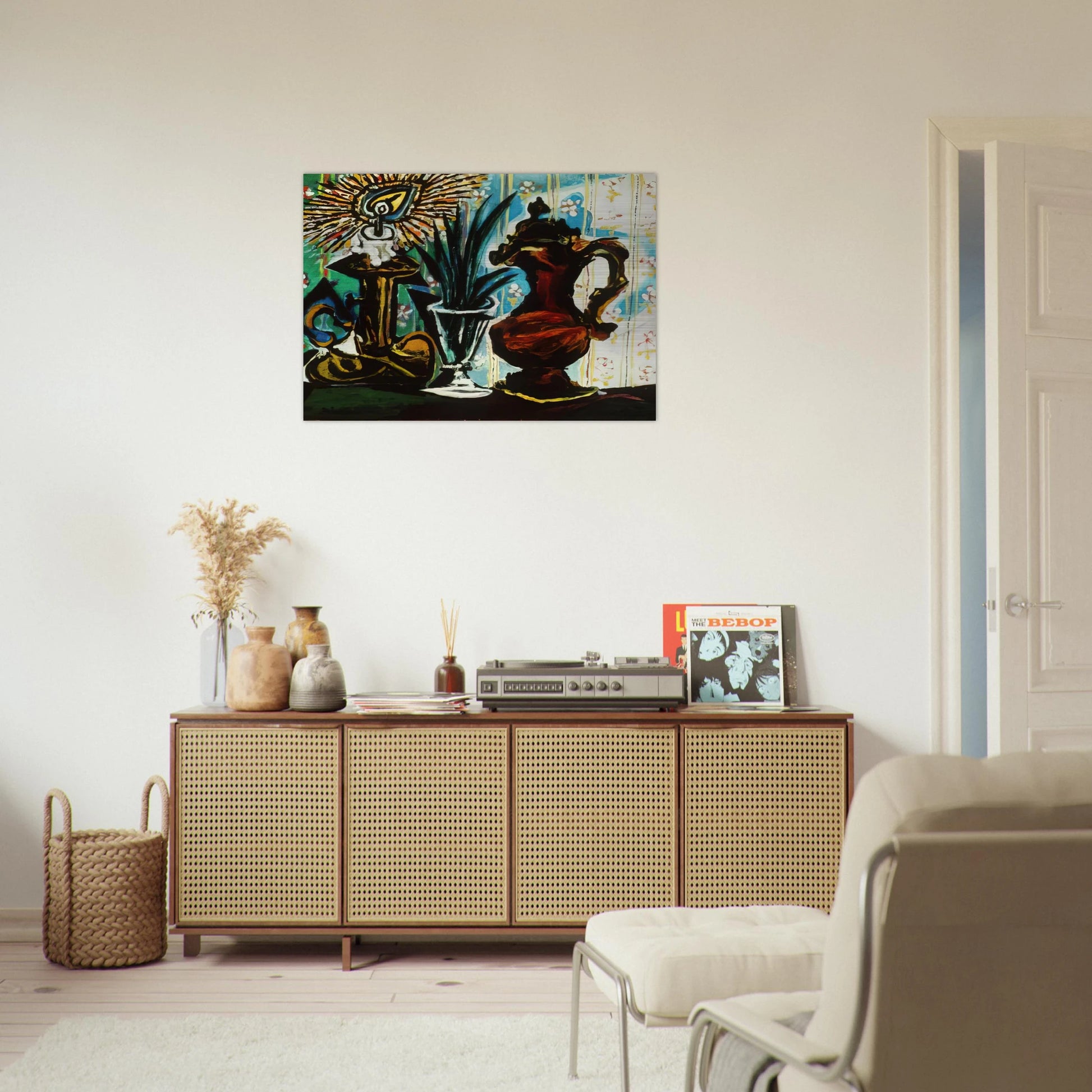 Still life with candle - Pablo Picasso Brushed Aluminum Print - 70x100 cm / 28x40 inches | Pablo Picasso Aluminum Print | Pablo Picasso Prints