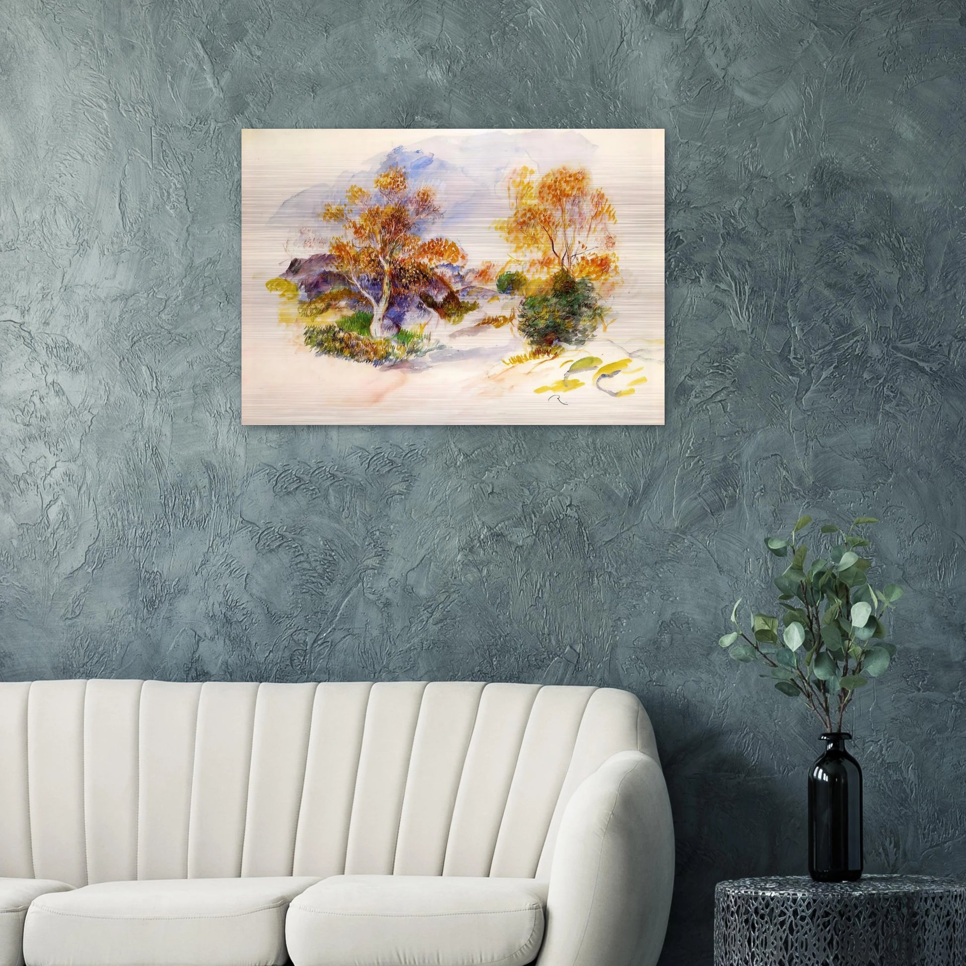 Landscape with Trees - Pierre-Auguste Renoir Brushed Aluminum Print - 70x100 cm / 28x40 inches | Pierre-Auguste Renoir Aluminum Print | Pierre-Auguste Renoir Prints