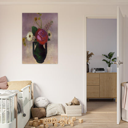 ROSE AND DAISY - Odilon Redon Brushed Aluminum Print - 70x100 cm / 28x40 inches | Odilon Redon Aluminum Print | Odilon Redon Prints