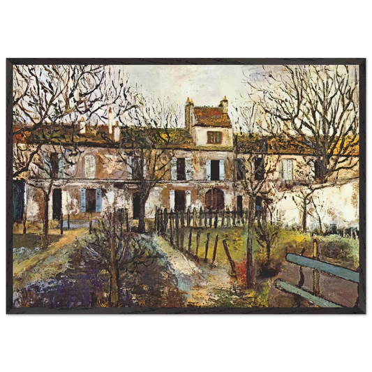 THE GARDEN AT MONTMAGNY - Maurice Utrillo 70x100 cm / 28x40 inches Framed Art Print – Black Wooden Frame