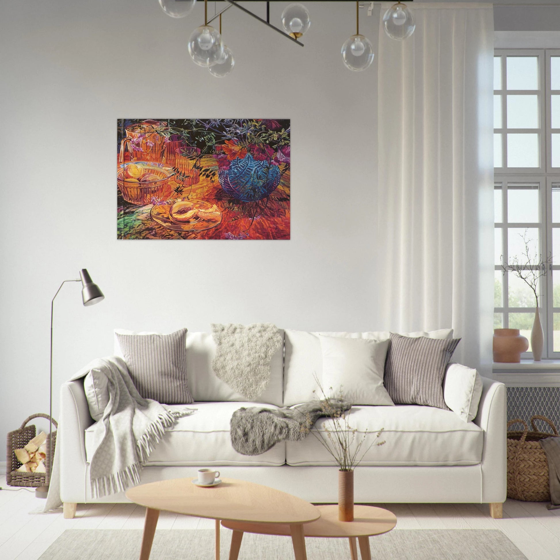 CUT PEACH BLUE VASE 1993 - Janet Fish Brushed Aluminum Print - 70x100 cm / 28x40 inches | Janet Fish Aluminum Print | Janet Fish Prints
