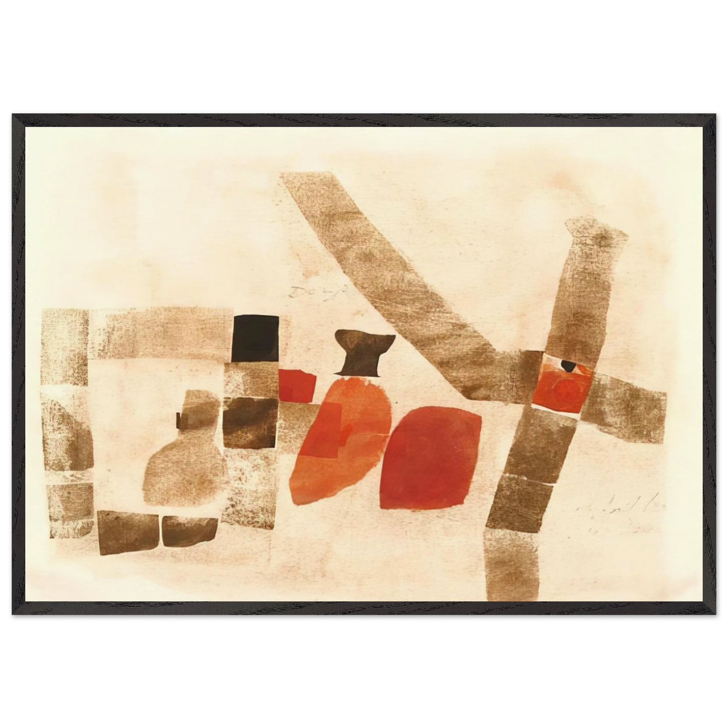 Dongo - 1964 - Julius Bissier 70x100 cm / 28x40 inches Framed Art Print – Black Wooden Frame