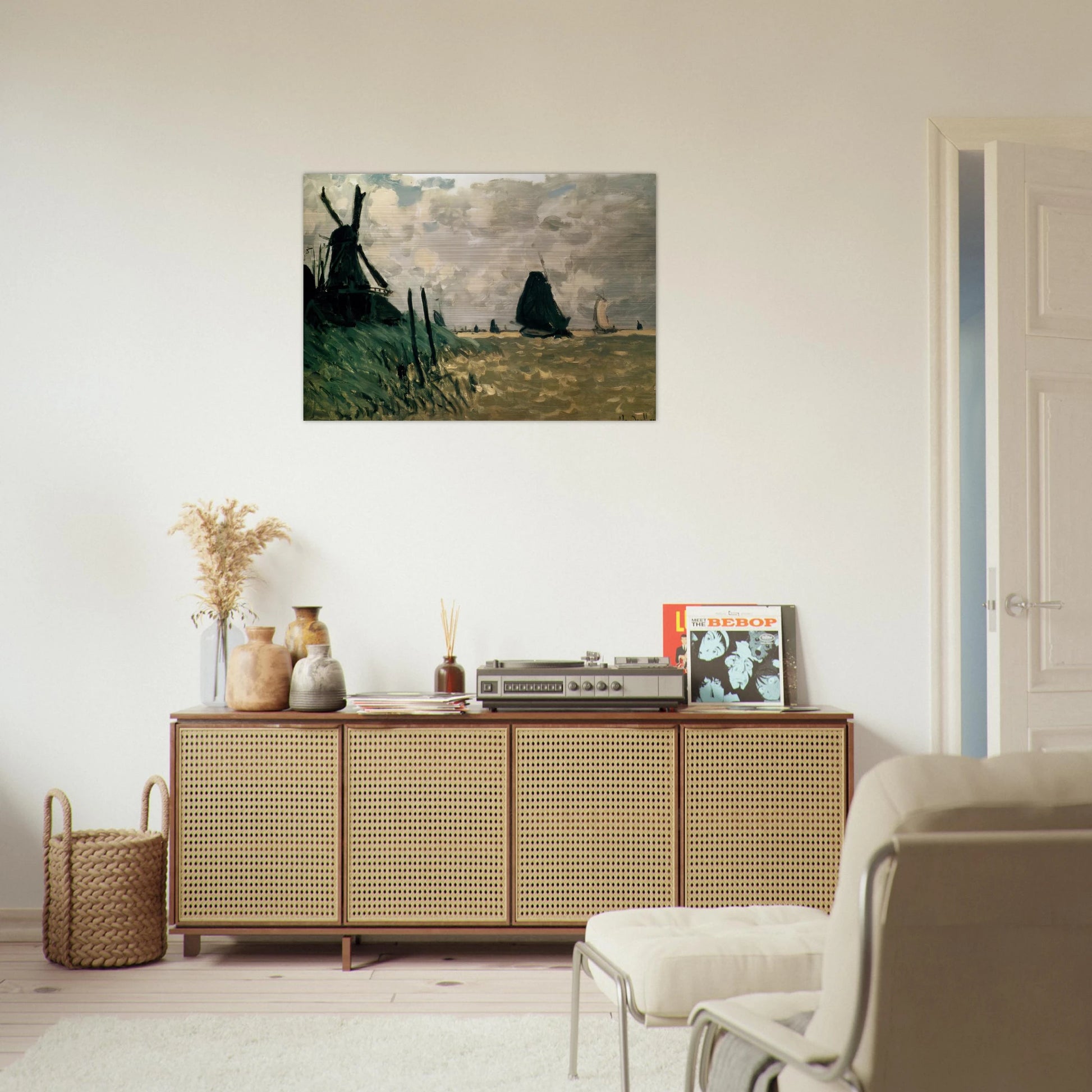 A Windmill near Zaandam - claude monet Brushed Aluminum Print - 70x100 cm / 28x40 inches | claude monet Aluminum Print | claude monet Prints