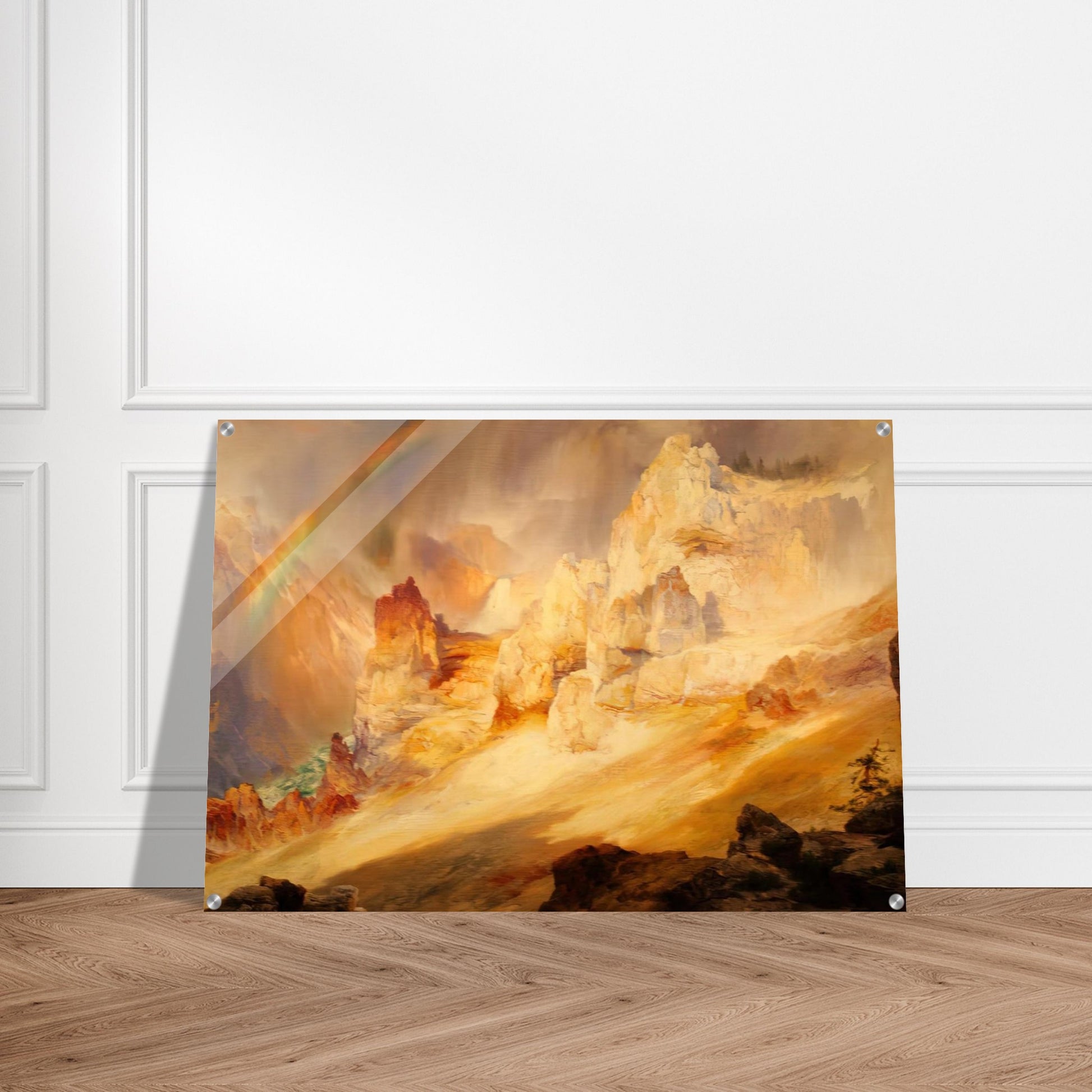 Rainbow over the Grand Canyon of the Yellowstone - Thomas Moran Acrylic Print - 70x100 cm / 28x40″ inches