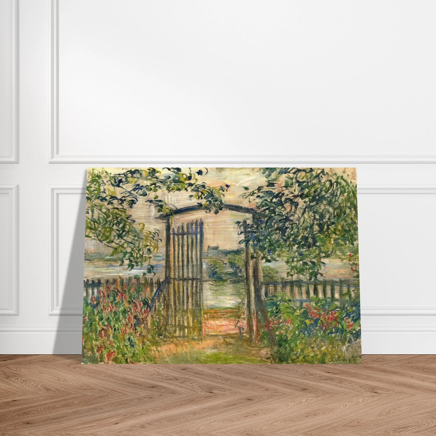 The Garden Gate at Vetheuil - claude monet Brushed Aluminum Print - 70x100 cm / 28x40 inches | claude monet Aluminum Print | claude monet Prints