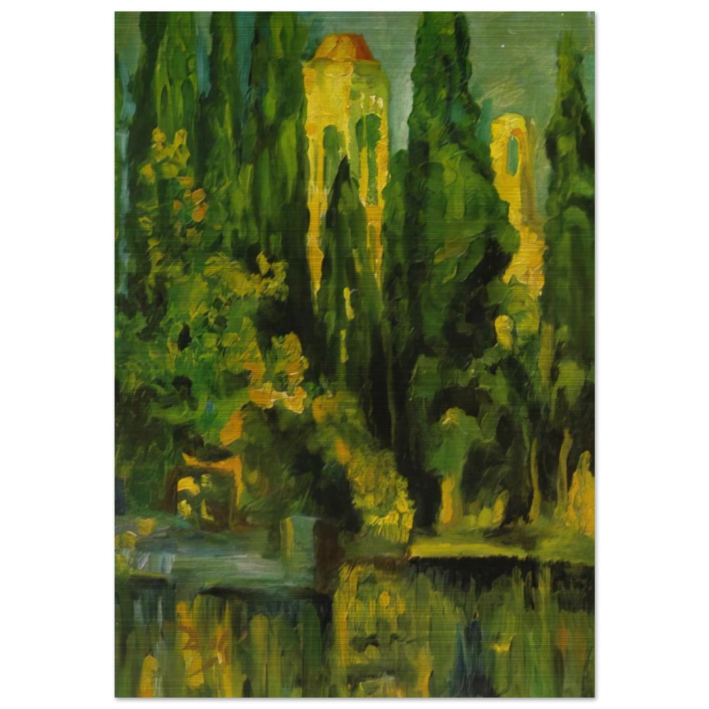 VILABERTRIN CHURCH TOWER 1919 - Salvador Dali Brushed Aluminum Print - 70x100 cm / 28x40 inches | Salvador Dali Aluminum Print | Salvador Dali Prints