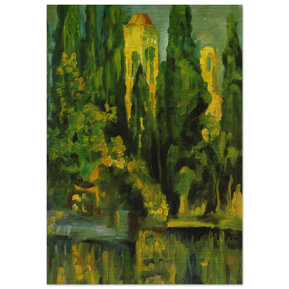 VILABERTRIN CHURCH TOWER 1919 - Salvador Dali Brushed Aluminum Print - 70x100 cm / 28x40 inches | Salvador Dali Aluminum Print | Salvador Dali Prints