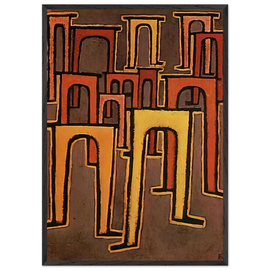 REVOLUTION OF THE VIADUCT 1937 - Paul Klee 70x100 cm / 28x40 inches Framed Art Print – Black Wooden Frame